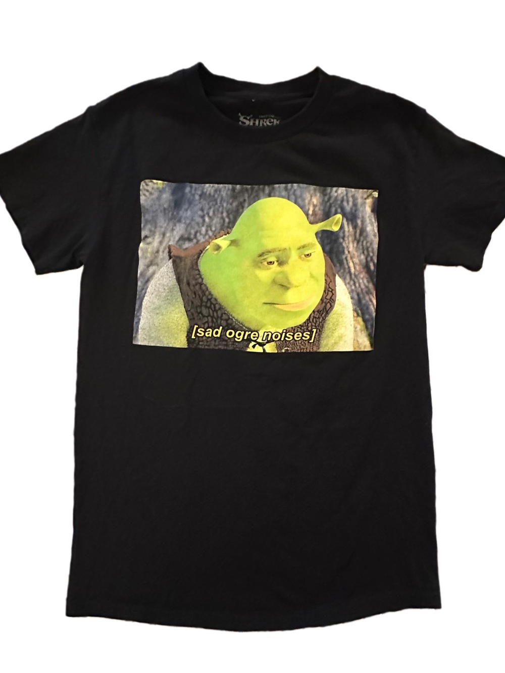 Men's Shrek Meme Tee S Black Sad Ogre Noises